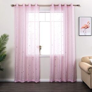 Pink Sheer Curtains with Star Accents